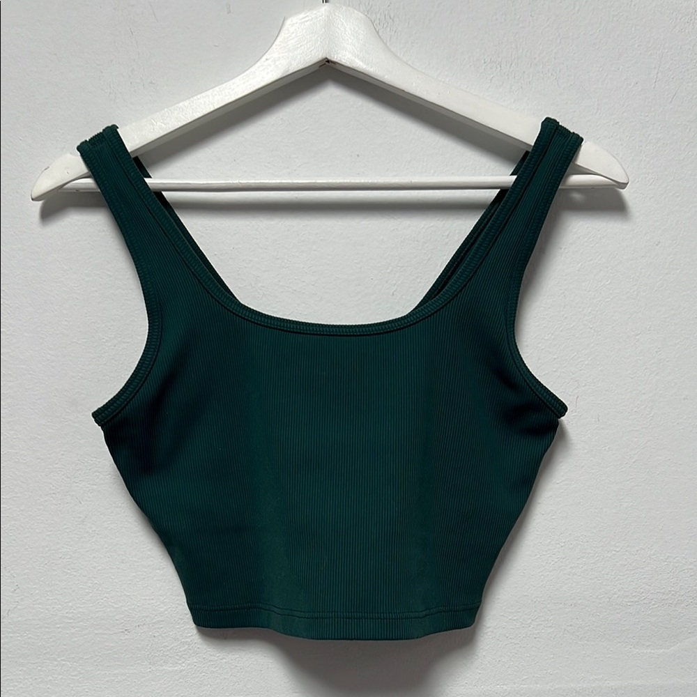 Aerie offline Green ribbed Crop Tank Top size L - Picture 1 of 6